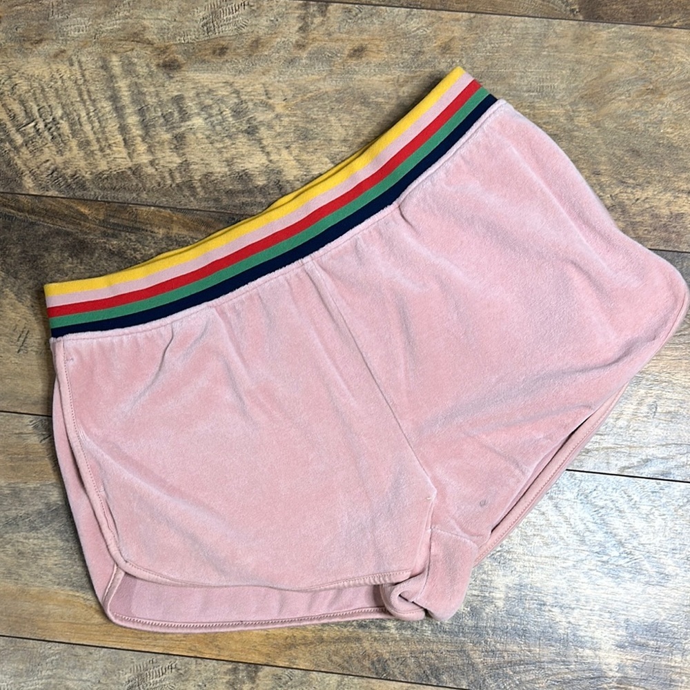 WILD FABLE Women's Velour Track Shorts with Striped Waistband, Size L